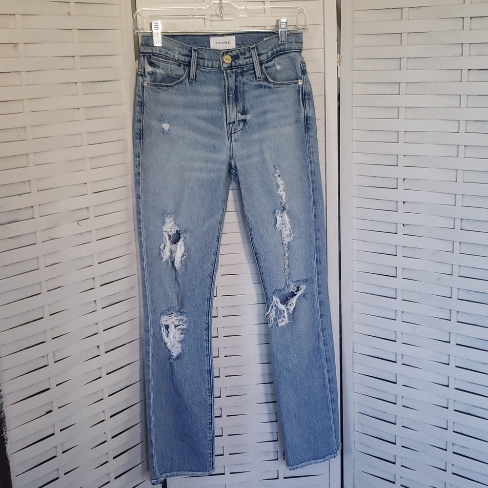 Frame Le High Straight Selsom rips woman jeans size 24